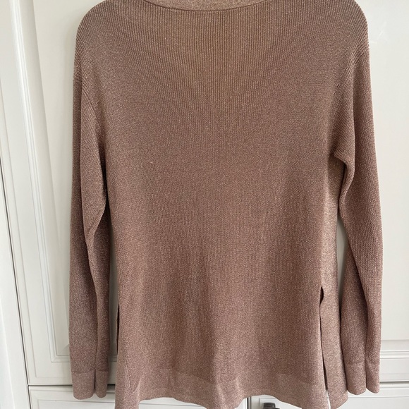REISS Effie Metallic V-Neck Sweater Rose Gold S - Picture 2 of 7